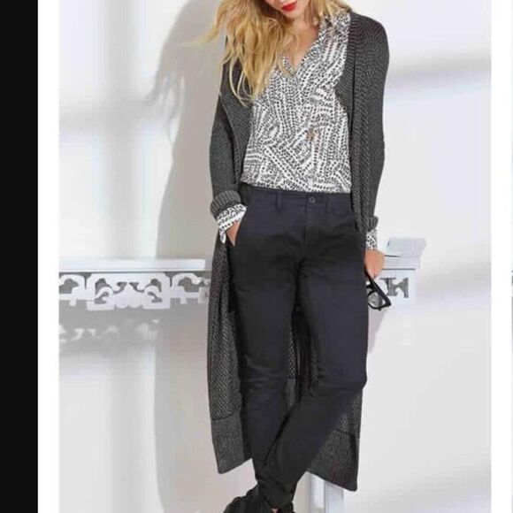 CAbi Lara Longline Duster Cardigan Sweater Gray Size Medium - Picture 7 of 12